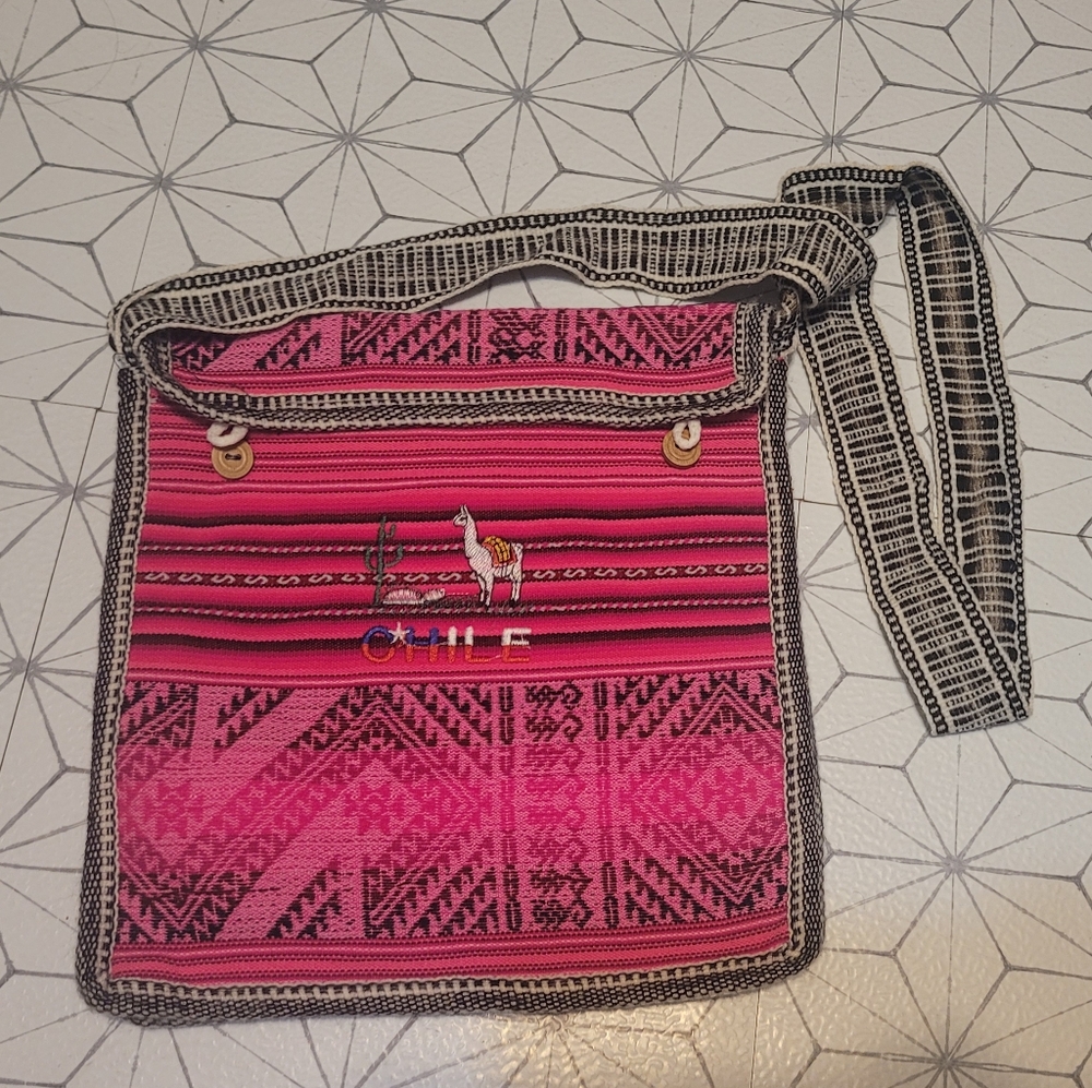 Crossbody hobo bag. Chile. Llama